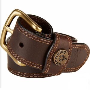 Browning Leather Belt with Brass Buckle Men's Brown